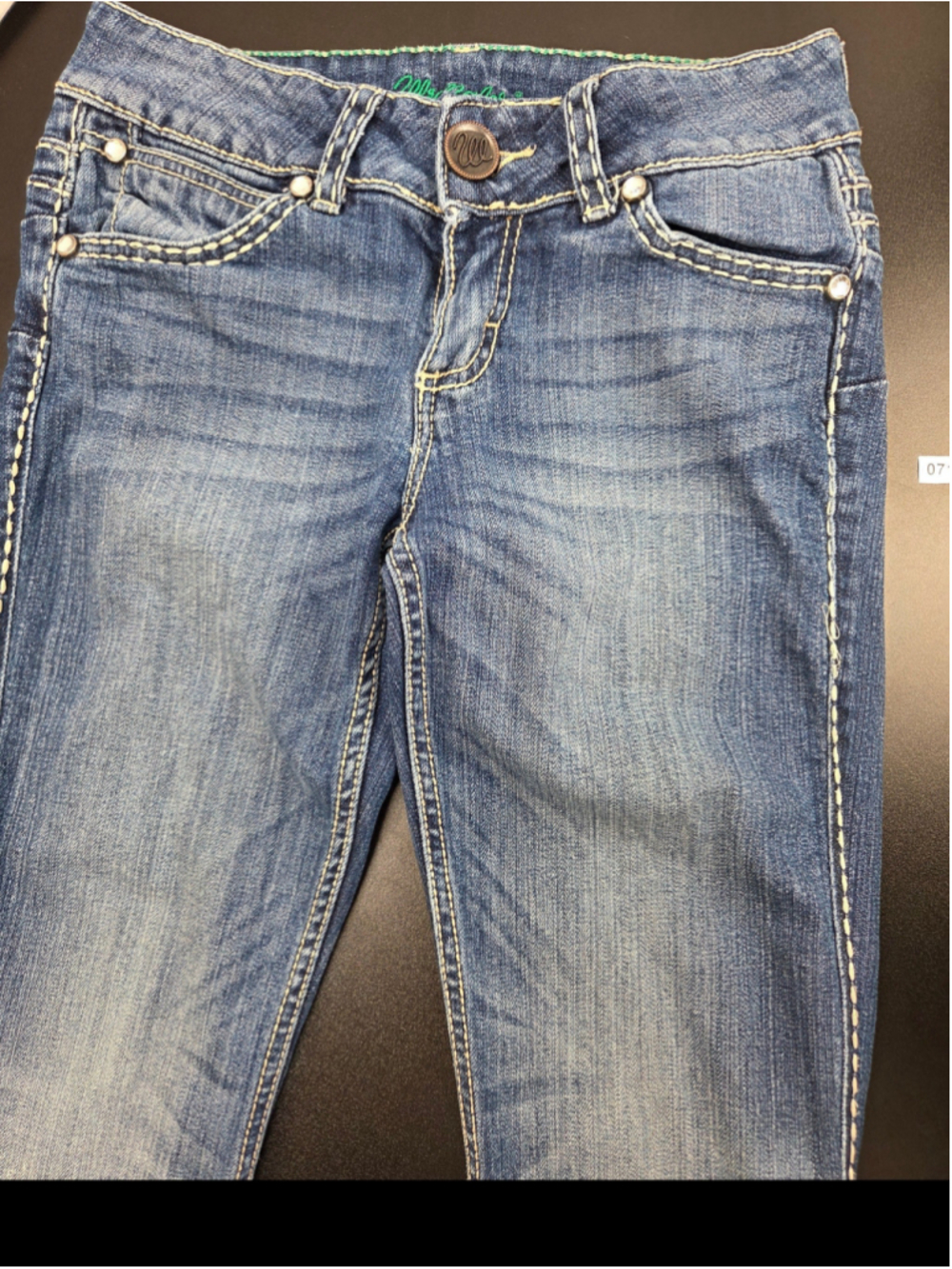 Wrangler Women’s Bootcut Jeans Size 1/2 x 34 Embellished Rhinestone Pocket Stret